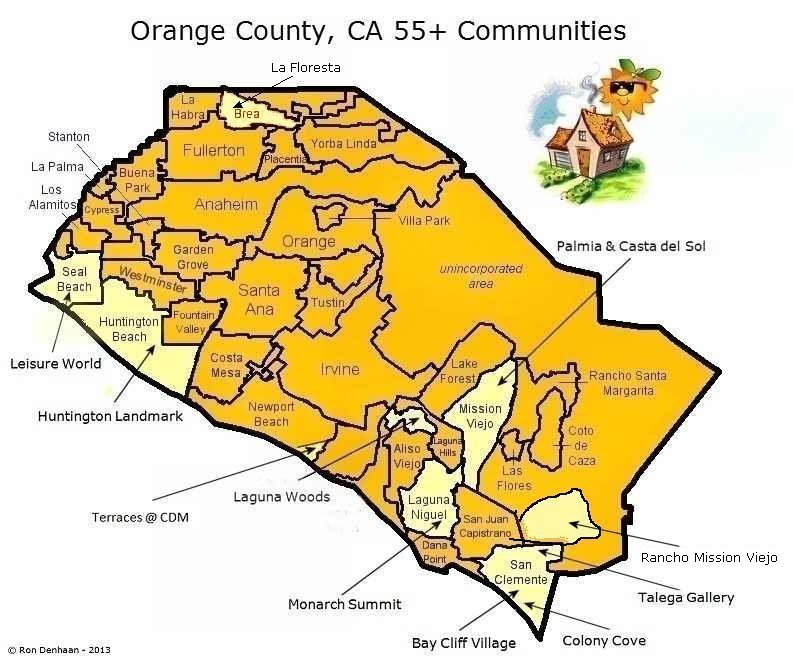 Map of Orange County, CA  City information, Unincorporated areas